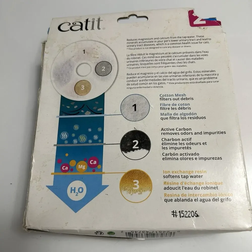 Catit Triple Action Fountain Filters 2pk NEW IN BOX 43745